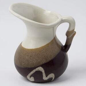Ceramic Decorative small Pitcher Brown Tan & White